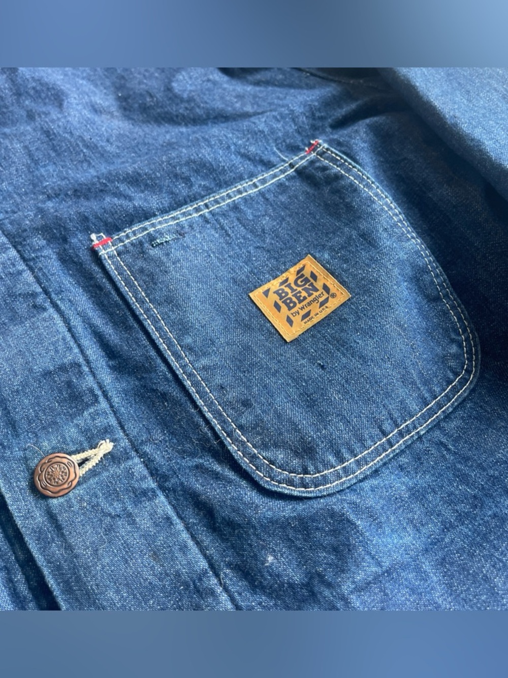 Vintage Big Ben Wrangler Denim Chore Coat M Blanket Lined Jacket 70s Workwear - Picture 4 of 14